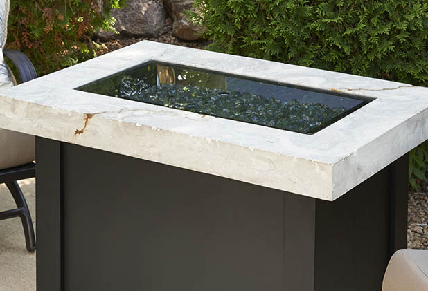 Rectangular Fire Pit with Glass Cover