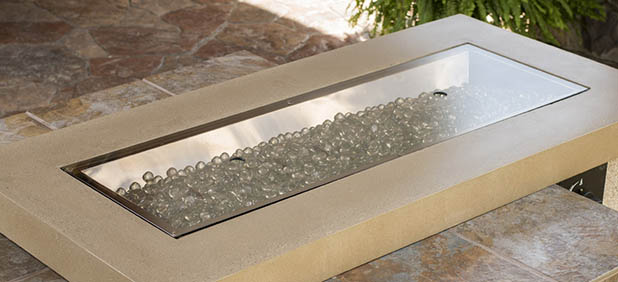 Rectangular Fire Pit with Bronze Glass Cover