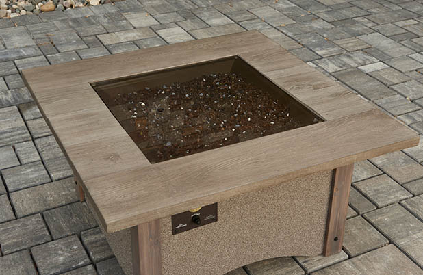 Square Fire Pit with BRONZE GLASS COVER