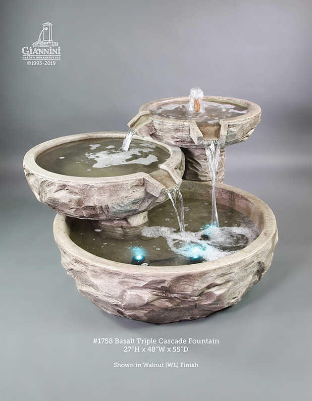 1758 Basalt Triple Cascade Fountain
