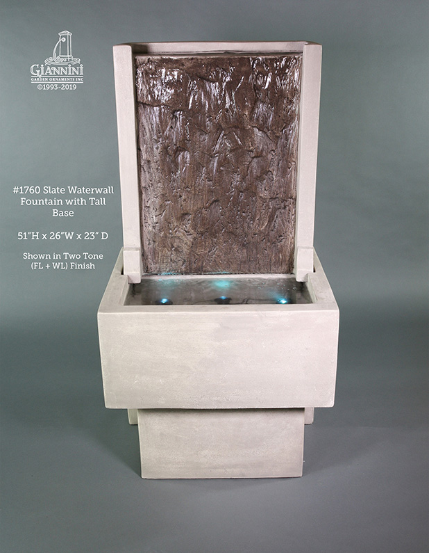 1760 Slate Waterwall Fountain with Tall Base